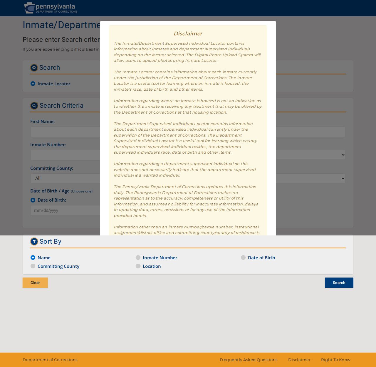 PA DOC offender search for Montour County released inmates and parolees